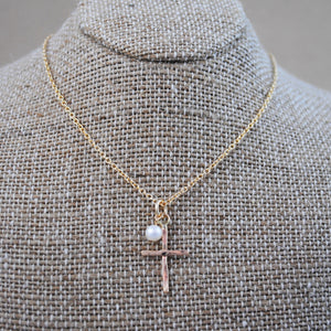 Cross and Pearl Pendant