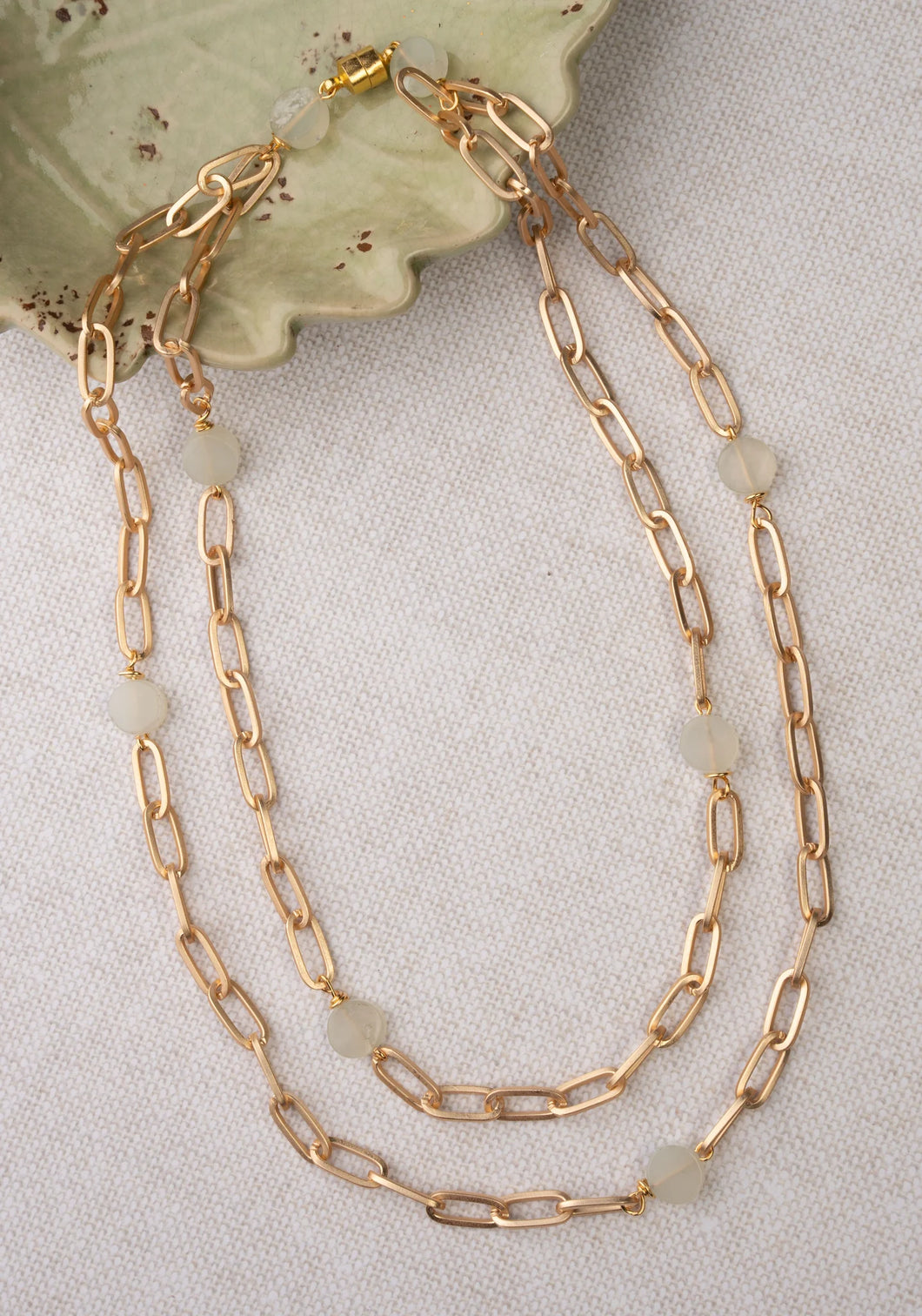 Gold Paperclip Chain - Double