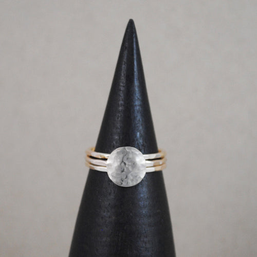 Hammered Disc Stacking Rings - gold-filled