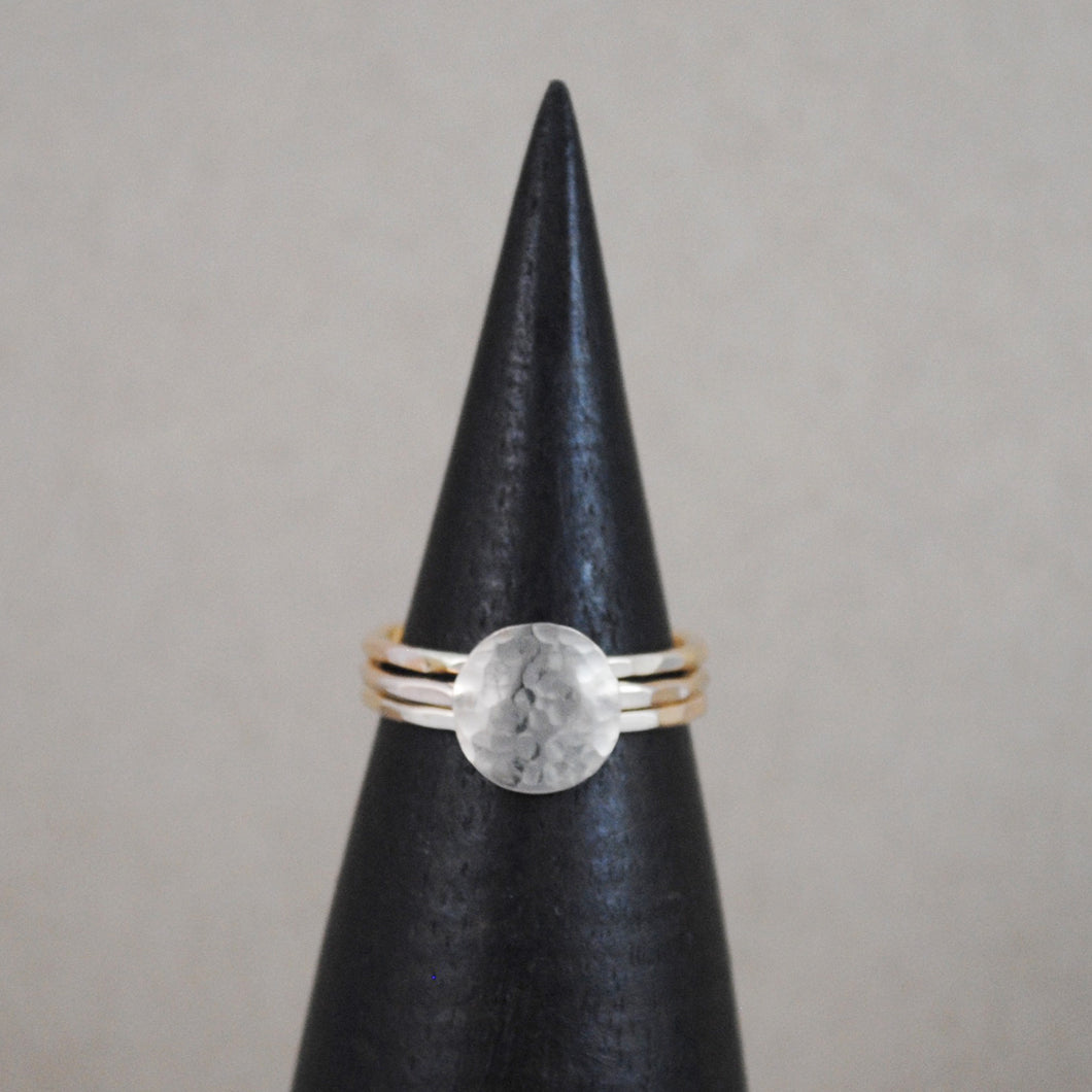 Hammered Disc Stacking Rings - gold-filled