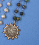 Horse Coin on Green Turquoise