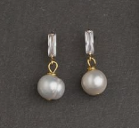 Gold Baroque Pearl Earrings with Crystal