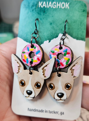 Chihuahua with Donut Earrings