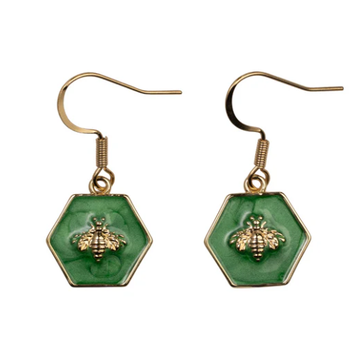 Green Bee Earrings