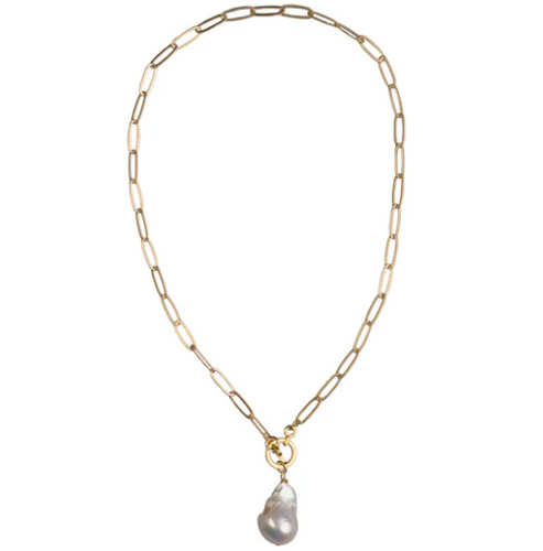 Paperclip Chain with Baroque Pearl