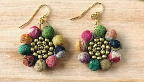Kantha Sunflower Earrings