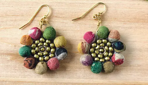 Kantha Sunflower Earrings