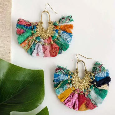 Kantha Ornamental Chandelier Earrings