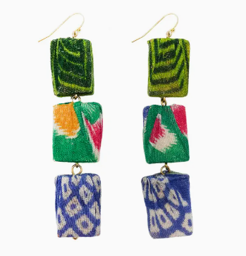 Kantha Block Earrings