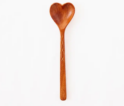 Small Carved Wood Heart Spoon