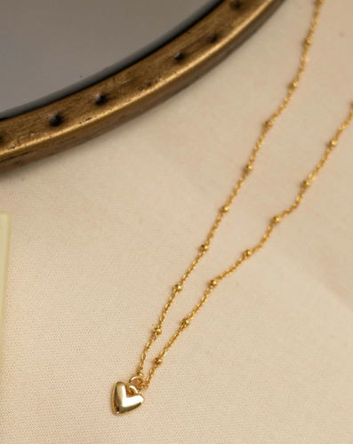 Gold  Dainty Heart Necklace - 16