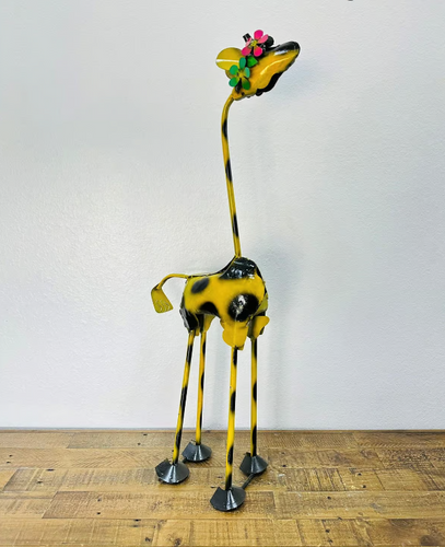 Giraffe with crown of flowers