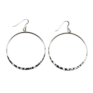 Hammered Silver Hoop Earrings