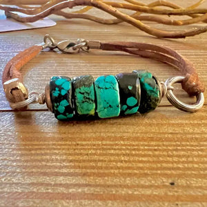 Earthy Chic - turquoise vegan suede boho bracelet