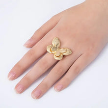 18K Gold Filled Textured Ribbed Butterfly Ring