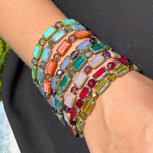 Rectangle Glass Elastic Bracelet
