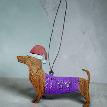 Dachshund Santa Ornament