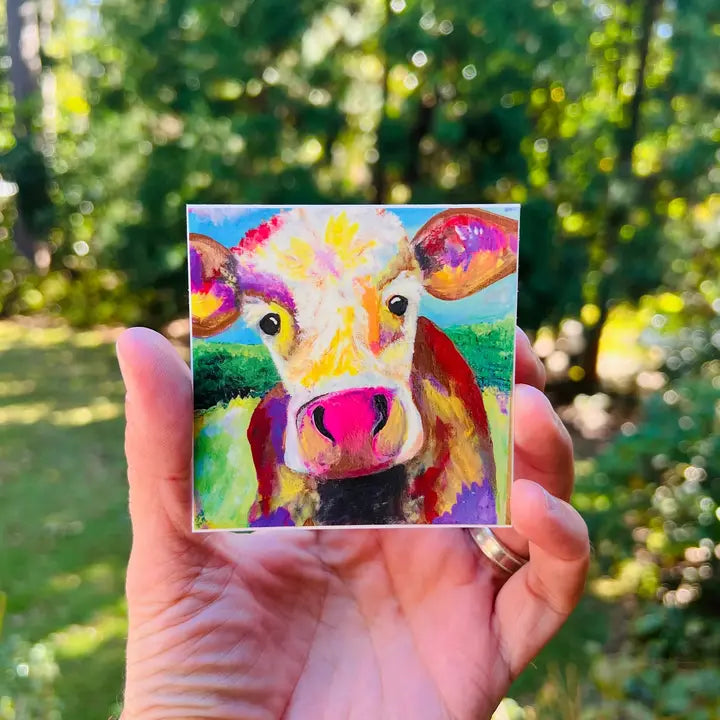 Colorful Cow Sticker