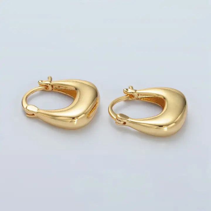 24K Gold Filled 15mm Dome Square Huggie Earrings