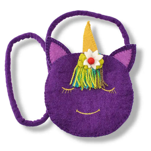 Felted Round Face Unicorn Shape Cross-Body Bag