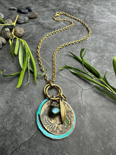 Hand Patina Brass Pegasus Coin Pendant