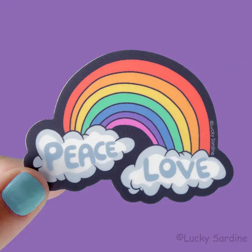Retro Rainbow Cloud Peace/Love Vinyl Sticker
