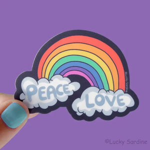 Retro Rainbow Cloud Peace/Love Vinyl Sticker