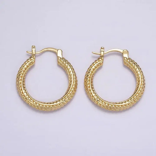 16K Gold Filled Dotted Braided Twist French Lock Hoops