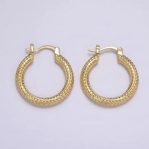 16K Gold Filled Dotted Braided Twist French Lock Hoops