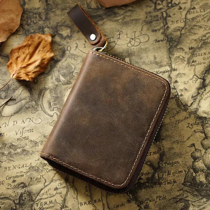 Genuine Leather Credit Card Holder/Wallet - Dark Brown