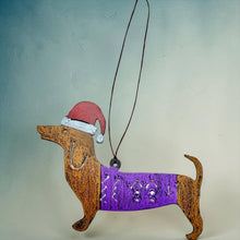 Dachshund Santa Ornament
