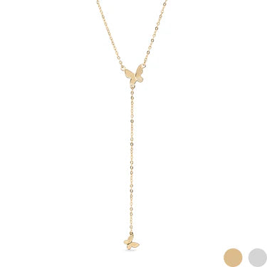 Gold Butterfly Lariat Necklace