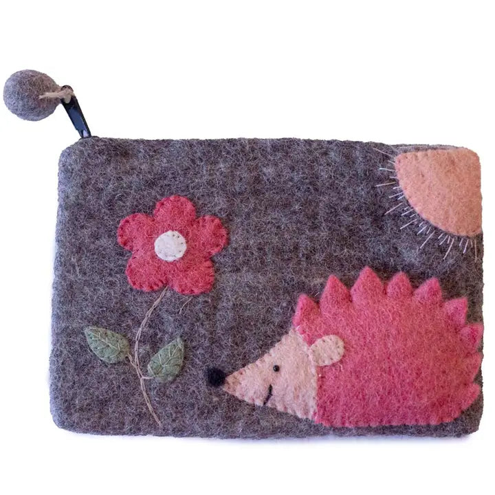 Hedgehog Sunshiny Day Felt Pouch