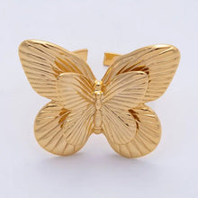 18K Gold Filled Textured Ribbed Butterfly Ring
