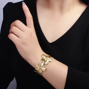 Gold Filled Wide Flower Cuff