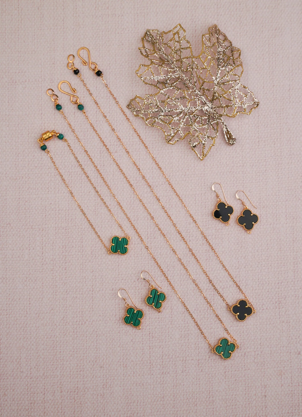 Black clover 14k gold bracelet