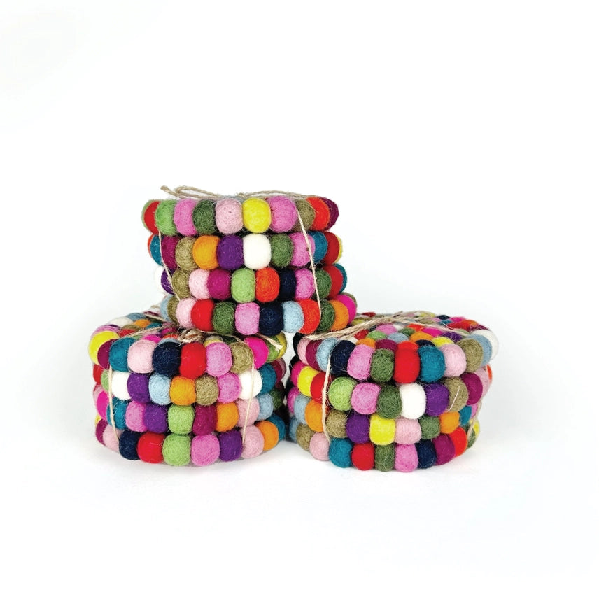 Felt Ball Coasters - Multicolored