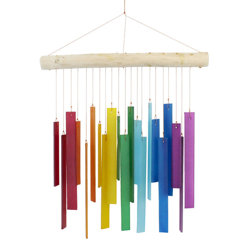 Rainbow rectangles tumbled glass wind chime