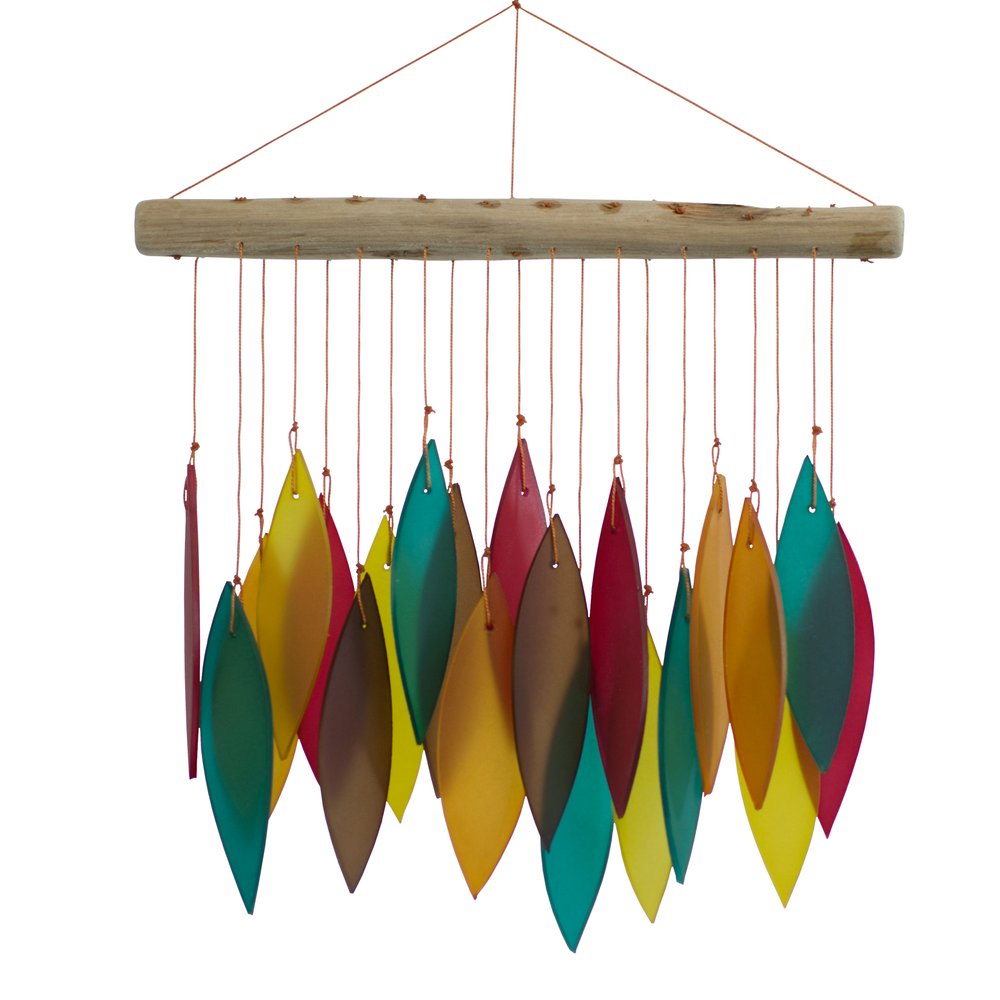 Bodhi Leaf Tumbled Glass Wind Chime