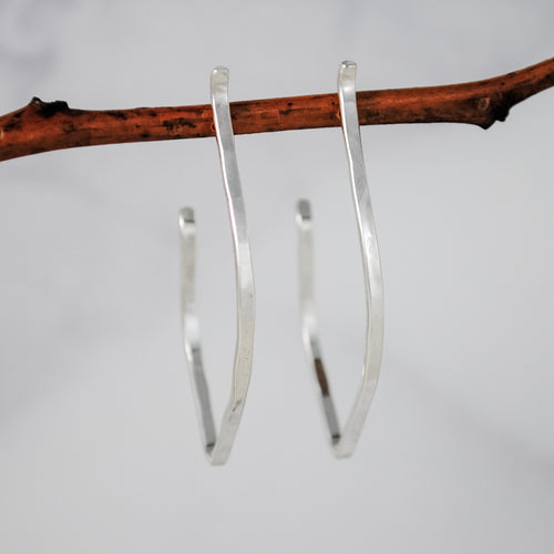 Almond Hoop Earrings - sterling silver