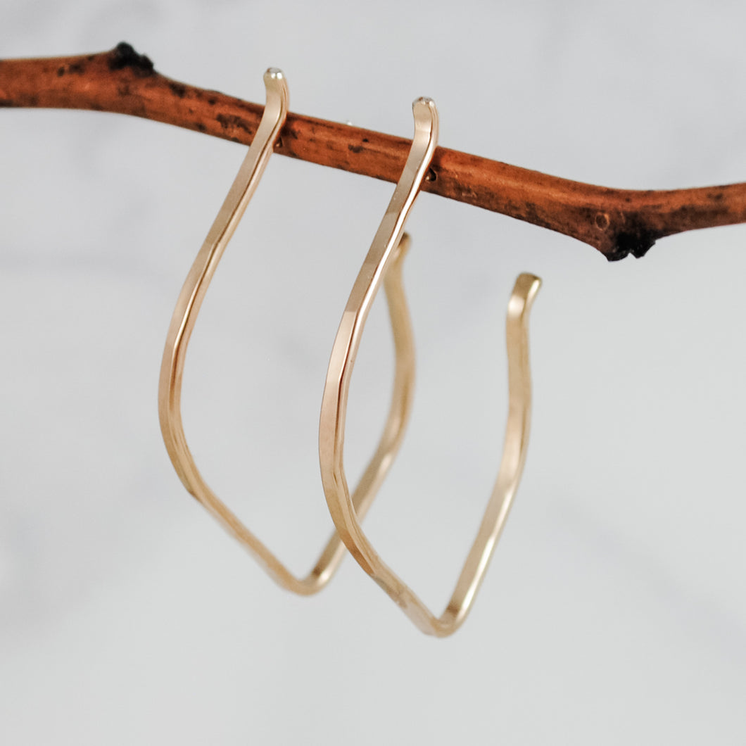 Almond Hoop Earrings - gold-filled