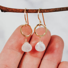 Petite Ring and Stone Earrings - gold-filled