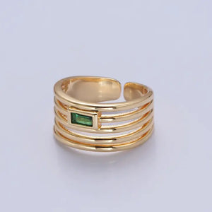 Green Stone Multiple Band Ring