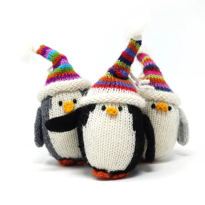 Handmade Knit Penguin Ornament