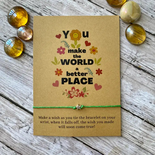 You Make the World A Better Place Wish Bracelet - Navy