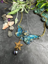 Butterfly Goddess Necklace, Art Nouveau Brass Patina Pendant: 16