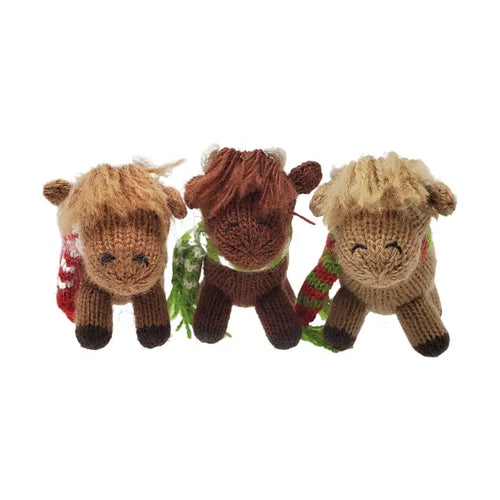 Handmade Knit Highland Cow Ornament