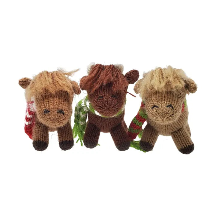 Handmade Knit Highland Cow Ornament