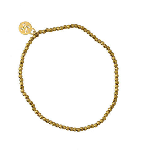 Stretch Round Bead 14K Gold-plated Bracelet