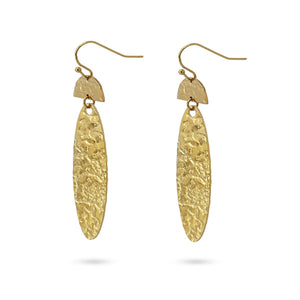 Hammered Drop 14k Gold Platted Earrings